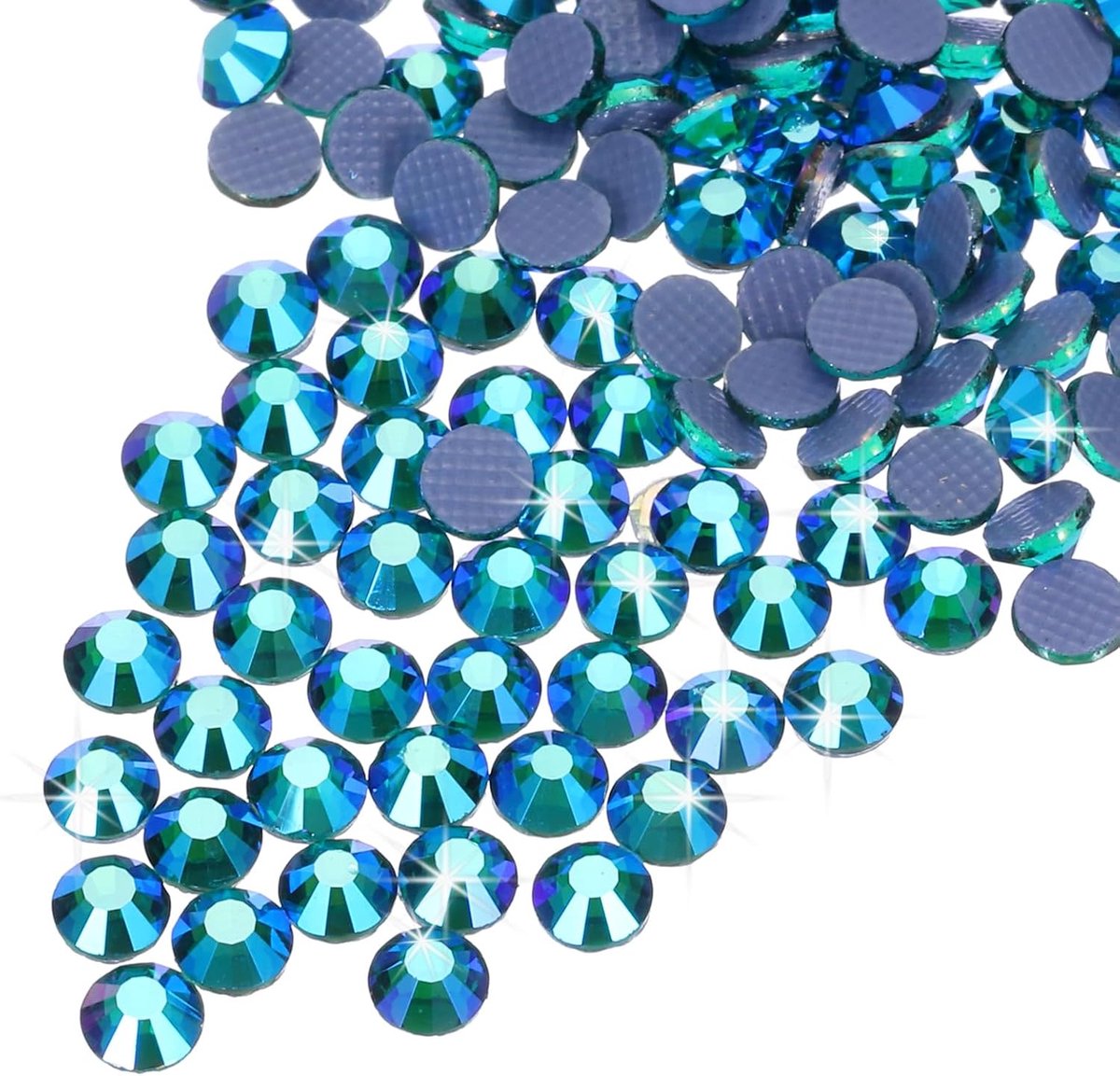 Strassteentjes, platte rug, kristalglazen steentjes voor knutselen, kleding, doe-het-zelf decoratie, SS16, 4 mm, 1440 stuks, donkergroen