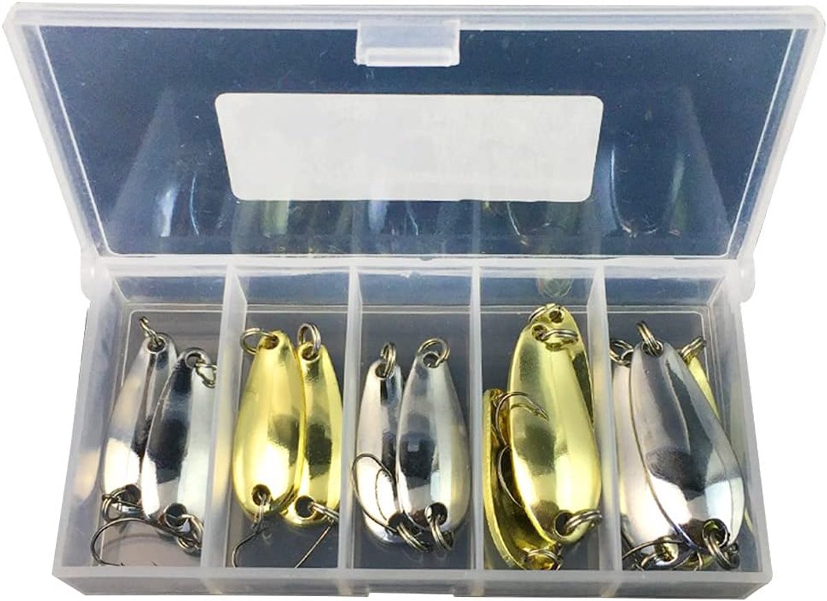 Kunstaas aas, bas forel zalm hard metaal aas vissen lokken kit set, zoetwater zoutwater vissen lokt met doos