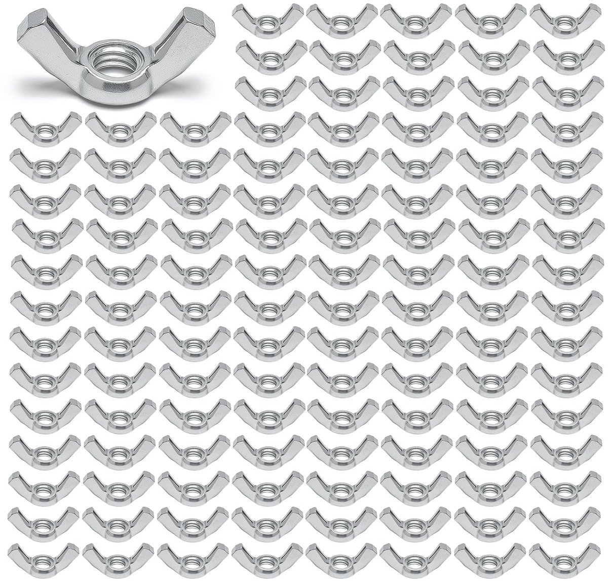 Vleugelmoeren M6, verzinkte vleugelbouten M6, roestbescherming en corrosiebescherming, hoogwaardige vlindermoer, handschroef vleugelmoeren, vleugelmoer, assortiment voor vaste ezel