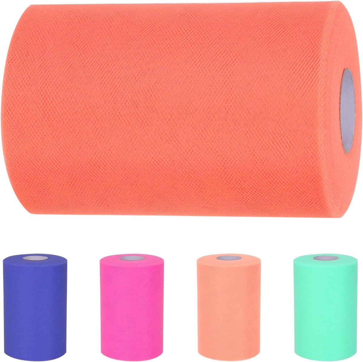Stof, koraal kleur, 15 cm x 91,44 m, harde tule stof spoel voor knutselen, tutu rok, baby shower, decoratie, trouwdecoratie, achtergrond, handwerk