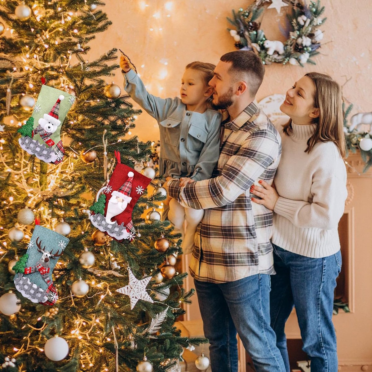 Kerstsokken om op te hangen, lege kerstkous, personaliseerbaar, kerstkous, snoep, kerstkous, om leeg te vullen, personaliseerbaar, open haard, kerstdecoratie