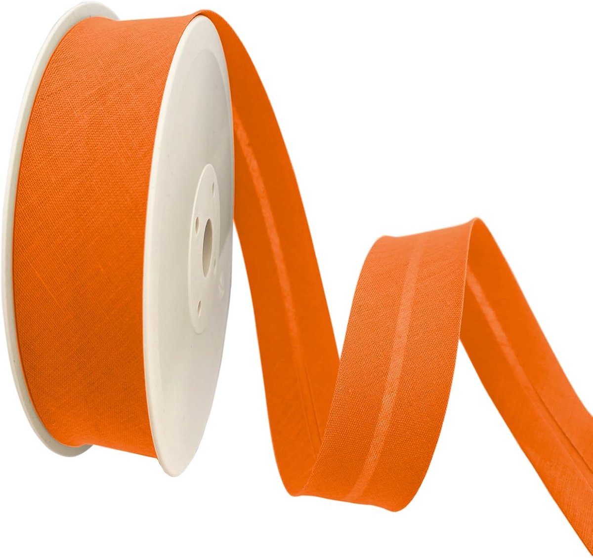 = Bies met 30 mm Brede Afwijking. 50% Katoen en 50% Polyester. 10m Stuk – (Oranje)