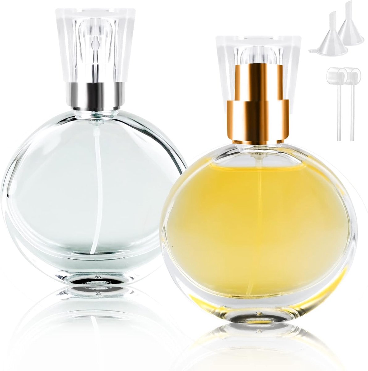 Verstuivers - 30 ml/50 ml - Lege parfumflessen - Transparante parfumflessen - Navulbaar met spraypomp en trechter - Voor dames of