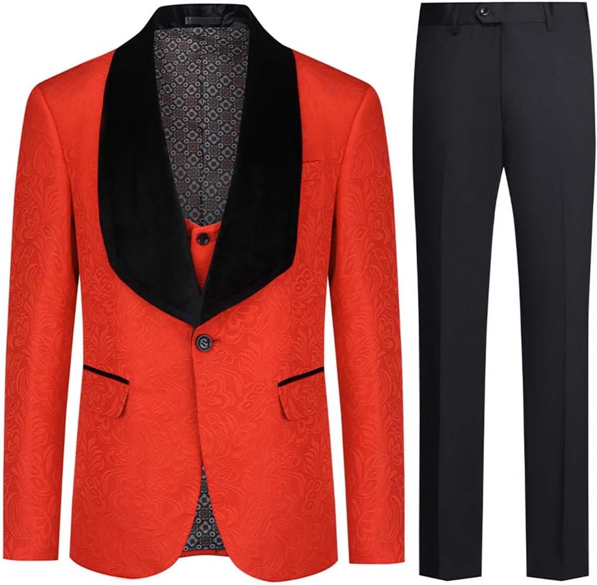 Herenkostuums 3-delig smoking kostuum bruiloft bal heren één knoop sjaal revers blazer jasje + vest + broek