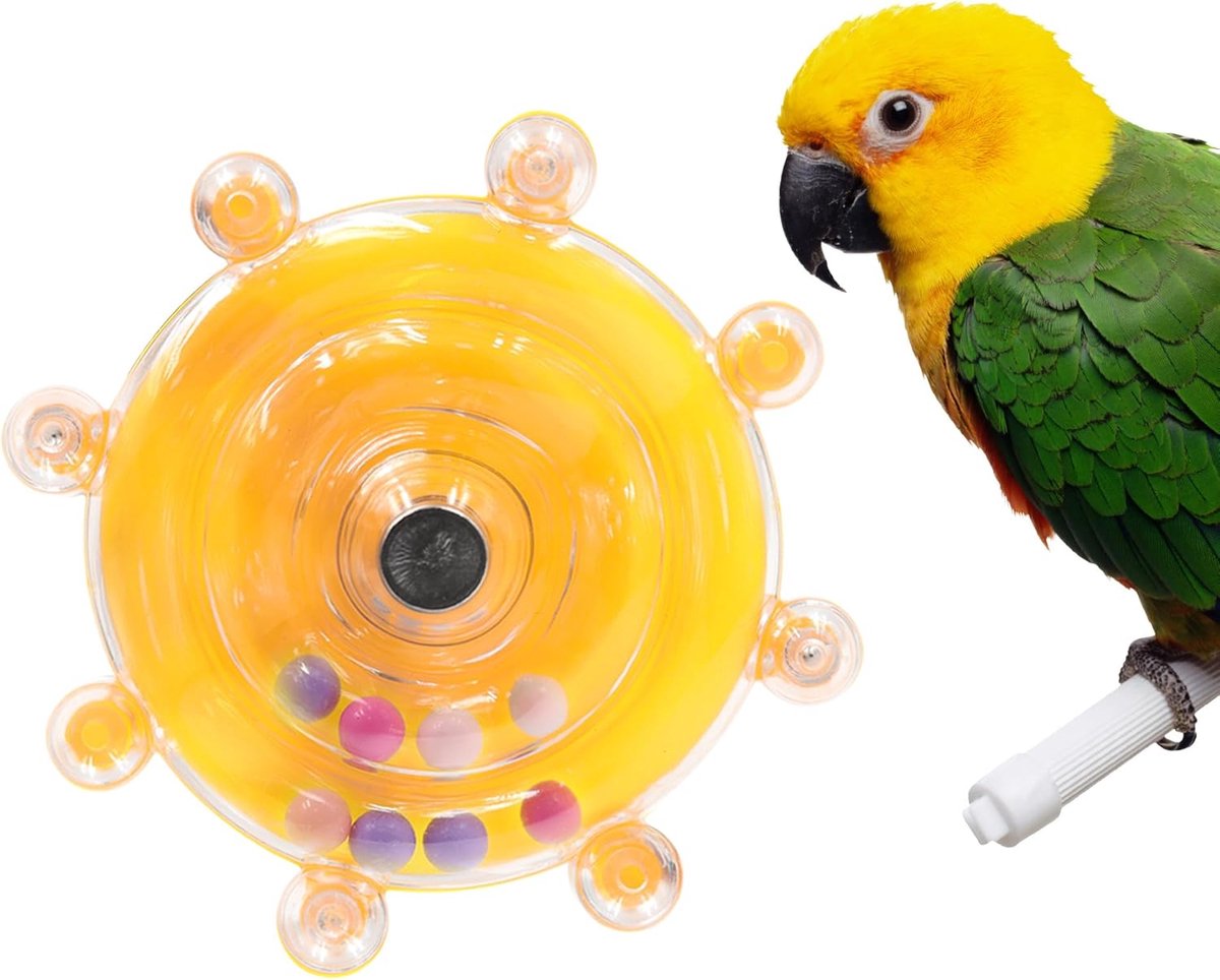 Speelgoed voor parkieten, interactieve spinner rammelaar parkiet speelgoed met slijpbaars, roterend wiel, kauwpapegaaienspeelgoed voor middelgrote vogels, kleine valkparkieten, Conures verrijking