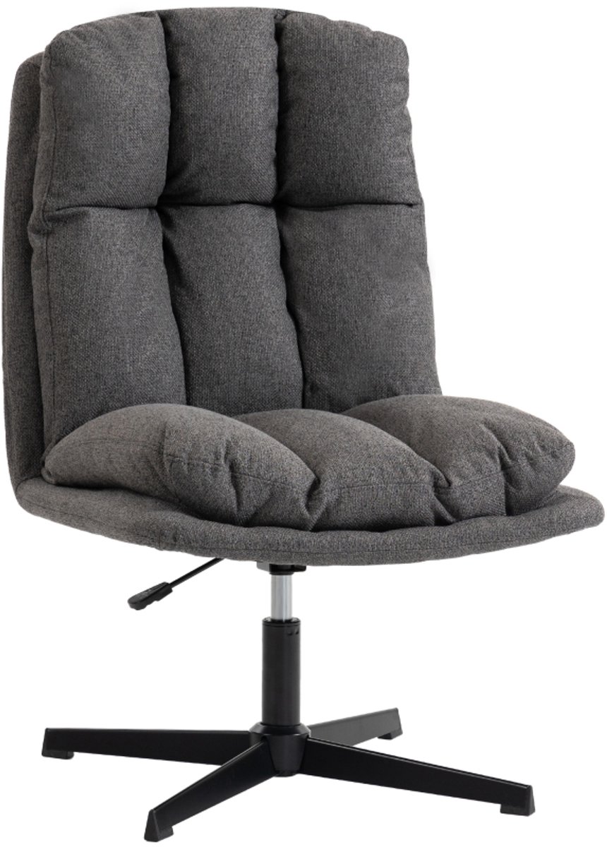 Bureaustoel relaxstoel 75x63x92-102cm Grijs Metaal koffiestoel leesstoel verstelbare hoogte 360° draaifunctie zonder armleuningen eenvoudig ontwerp stabiel en duurzaam geschikt voor woonkamer slaapkamer en studeerkamer