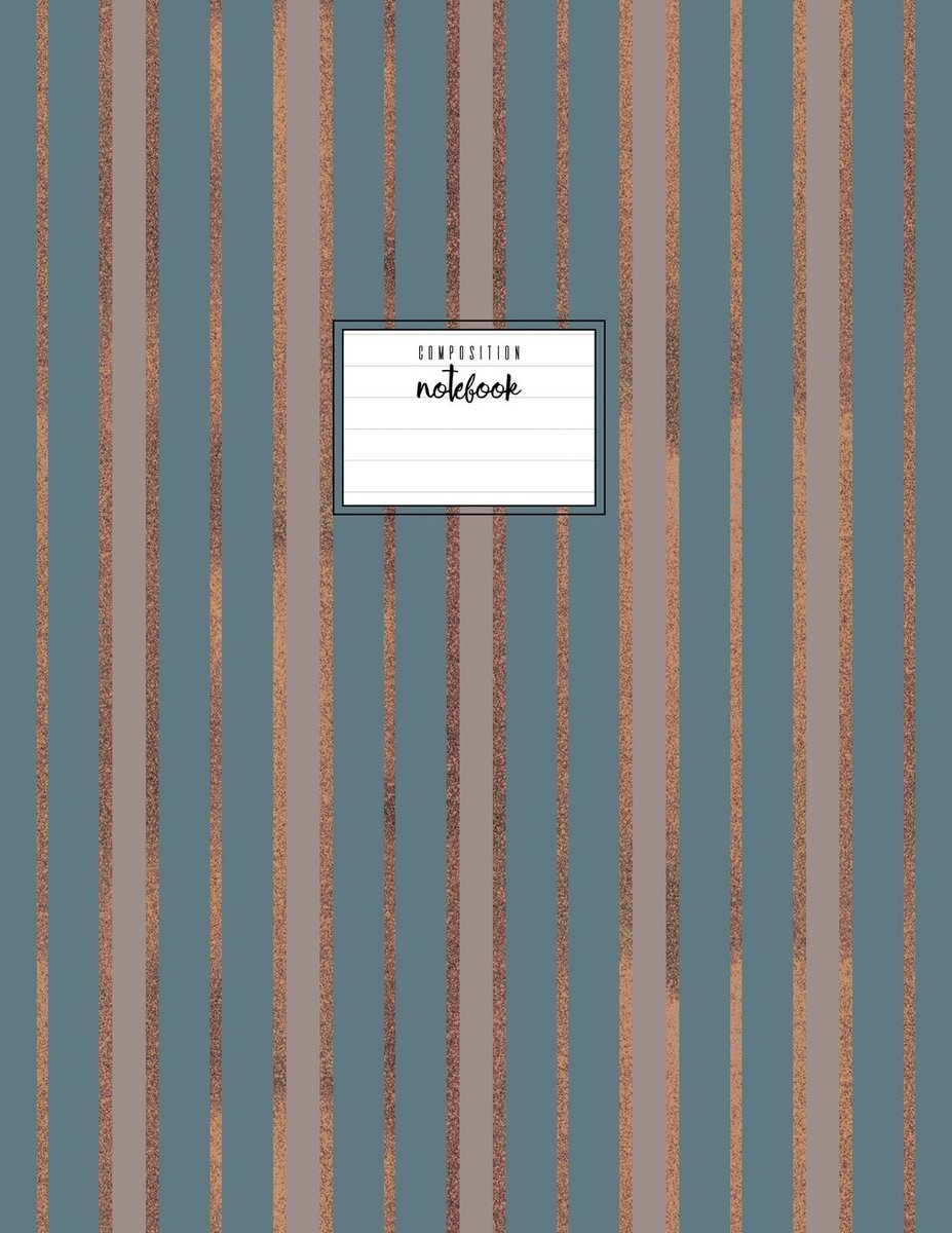 Notebook: Dusty Turquoise Gray Striped Vertikal, Subject Notebook, Soft Cover, 8.5 x 11, Large, Letter Size, Basic.