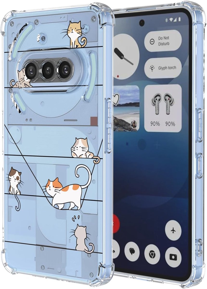 Transparant hoesje voor niets telefoon 3a schattig kattenpatroon ontwerp slank schokbestendig transparant zacht TPU bumper hoesje beschermhoes - kitten