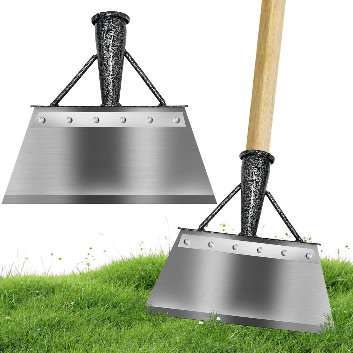 Tuinreinigingsschep, multifunctioneel onkruidgereedschap, multifunctionele platte schep van staal voor onkruidbestrijding, landbouw onkruidgereedschap voor tuin, onkruidbestrijding