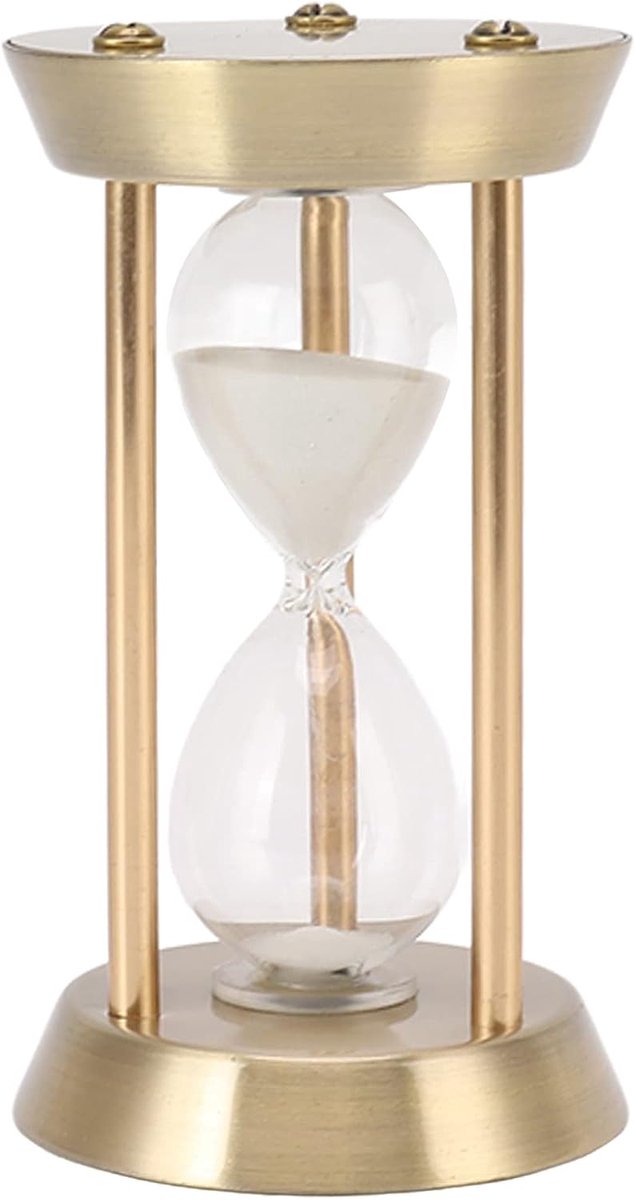 30 minuten, zandloper van metaal, decoratieve gouden zandloper, vintage zandloper, zandloper met gepolijste coating, zandloper (brons mini 10 min)
