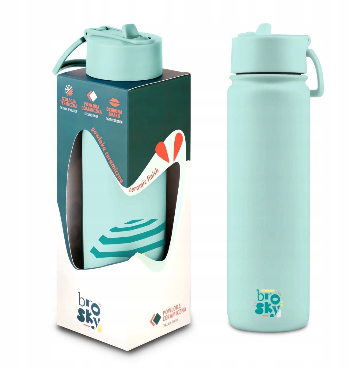 Brosky O. Mintgroene Bidon 680ml met Rietje en Keramische Coating