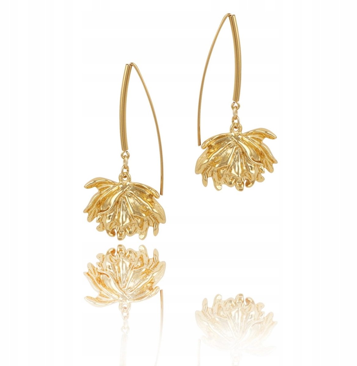 Gouden Oorbellen met Pioenroos Bloem - Bruiloft Collectie