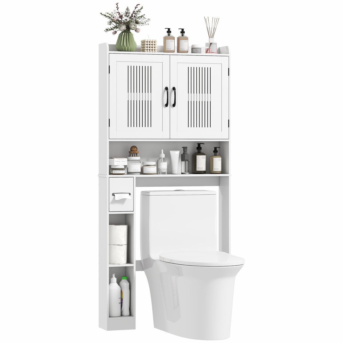 HOMCOM - Toiletkastje - MDF - 80x19,5x170cm - Wit