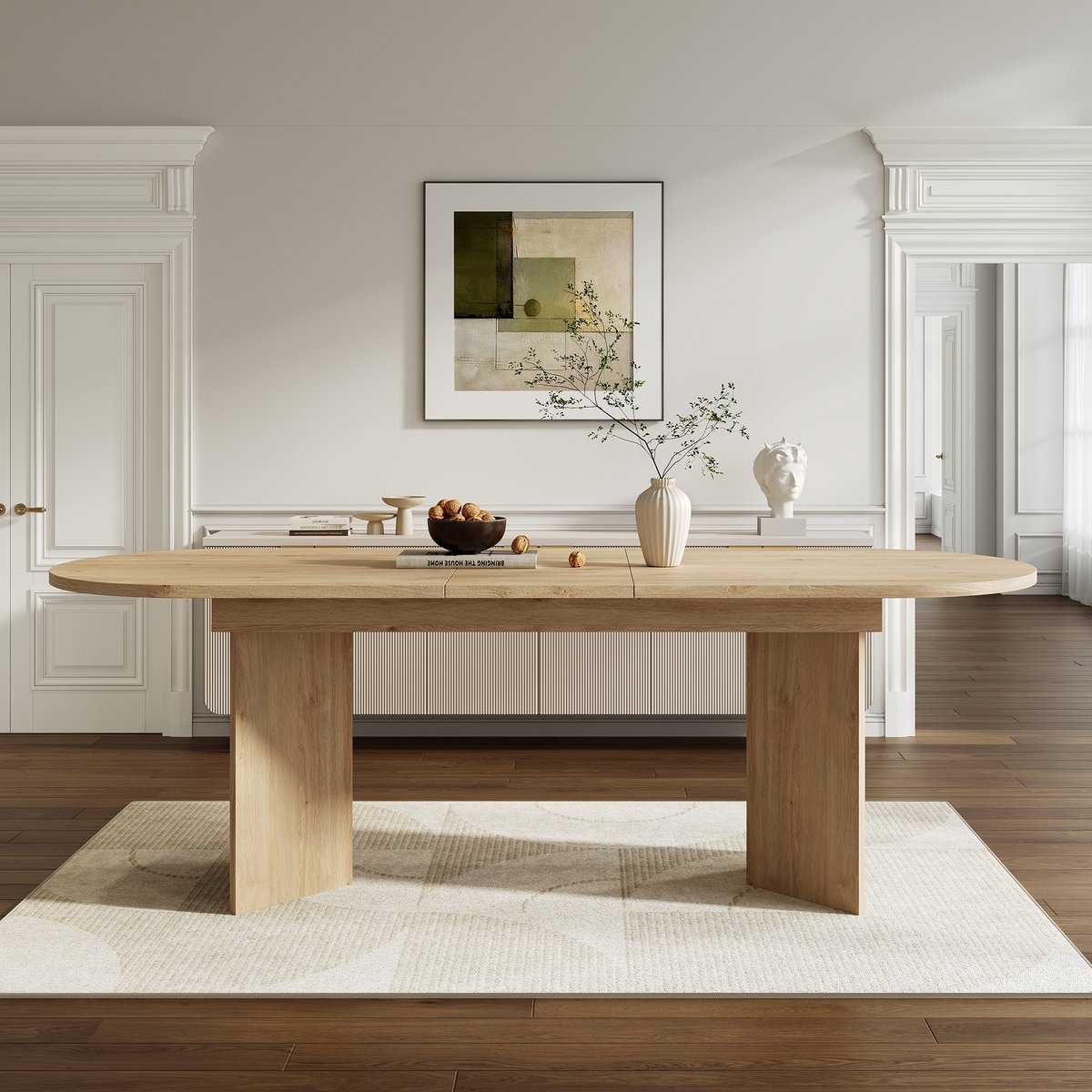 Intebiki Uitschuifbare eettafel (140/180×90 cm) - Keukentafel - Biedt plaats aan 4-8 personen - Eikenkleur