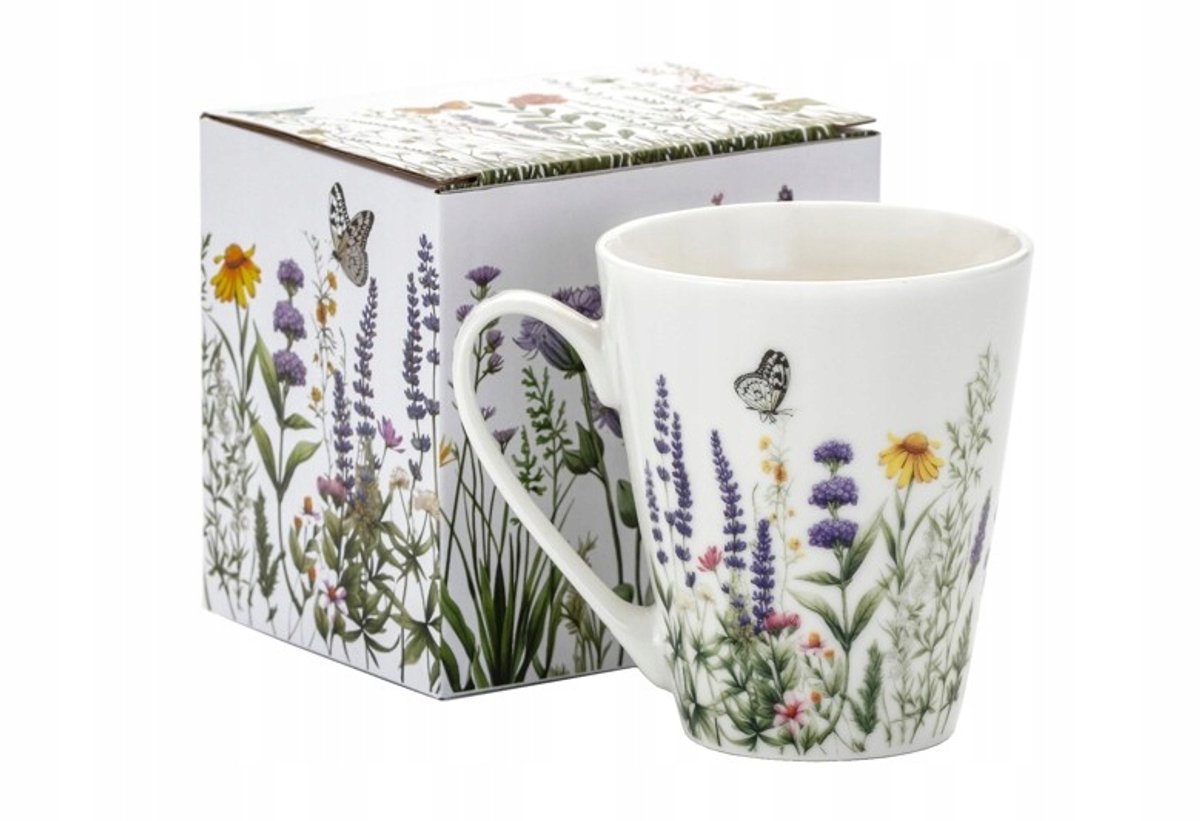 Porseleinen Mok 330 ml - Bloemenweide, Ideaal Cadeau