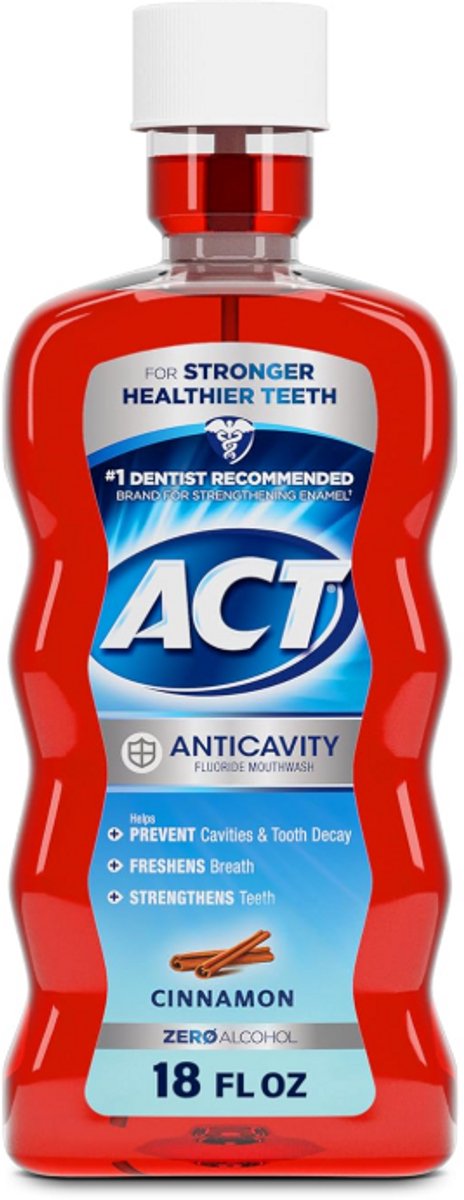 ACT Anticavity Fluoride Mondspoeling Cinnamon 532 ml – Fluoride Mondwater voor Bescherming tegen Cariës