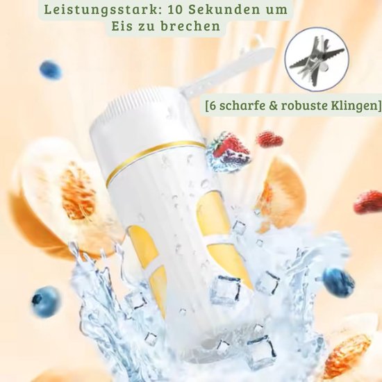 Draagbare Mixer - Smoothiemaker To-Go - Verse Dranken Maken - 6 Scherpe Messen - 450 ml - Wit — afbeelding 5