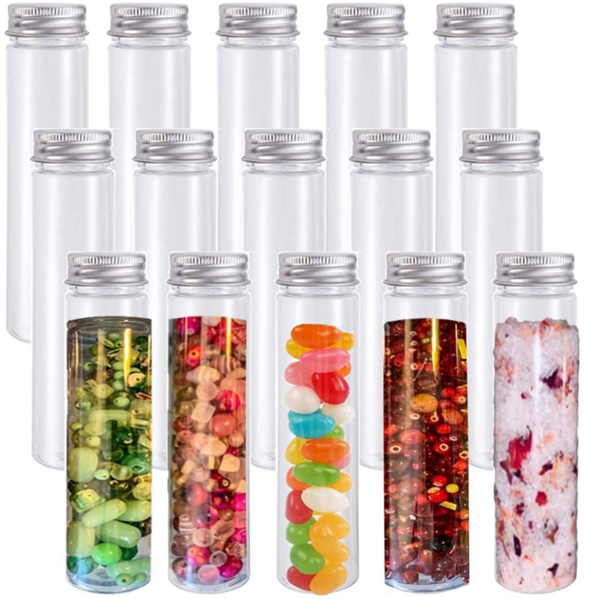 SolidKeus - Set van 15 Heldere Plastic Proefbuizen met Schroefdop