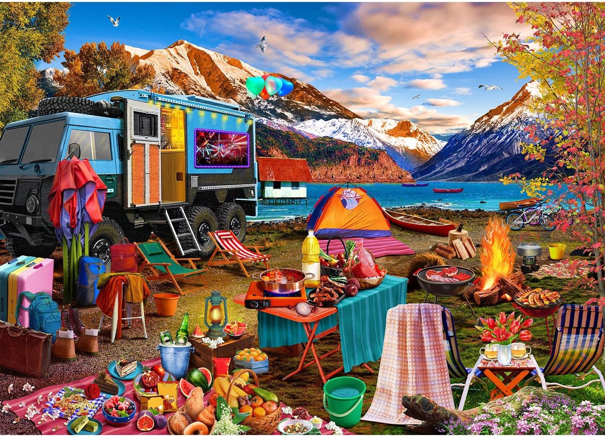 SolidKeus - 1000 Stuk Puzzel met Picknick Motief voor Volwassenen
