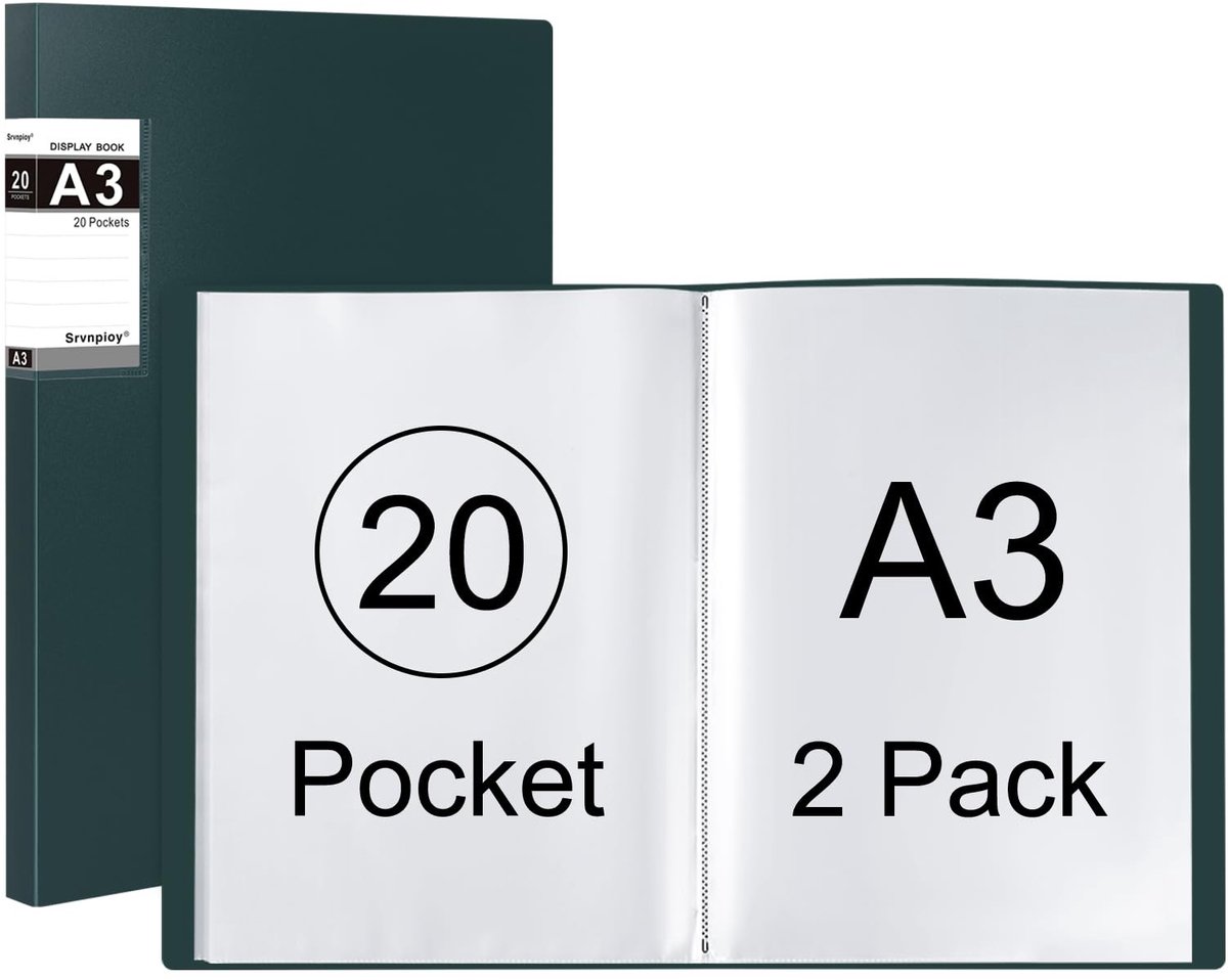 SolidKeus - A3 Presentatiemap Set van 2 met 20 Zakjes en Stevige Rug