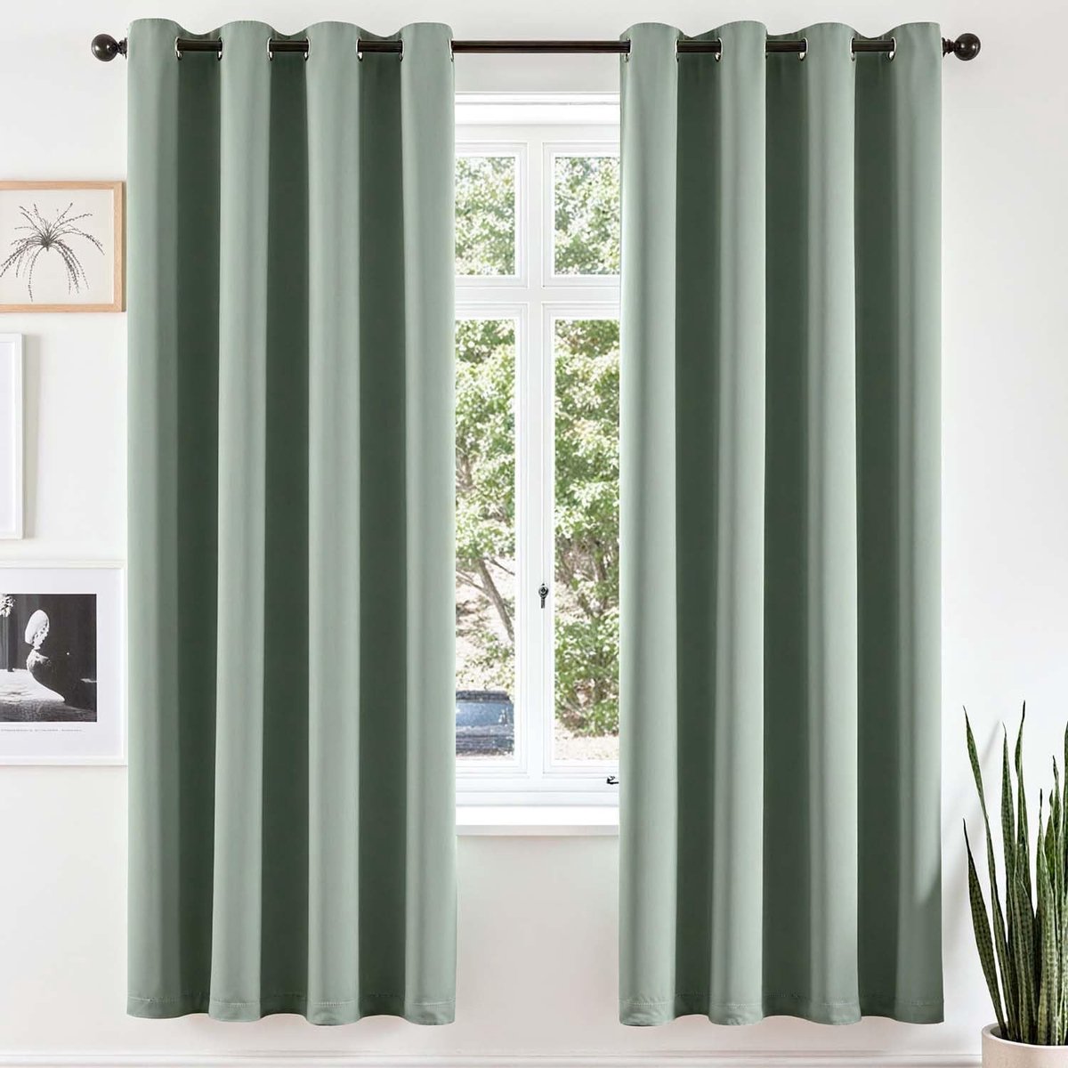 SolidKeus - Set van 2 Opaque Gordijnen Saliegroen 200 x 140 cm