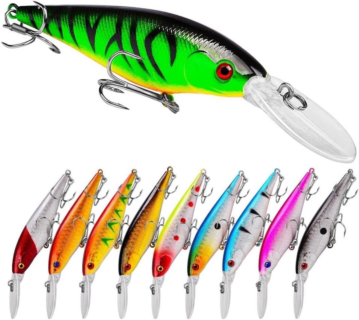 Vissen Lokaas Set - Crankbait Swimbait - Vang Vis - Realistisch Zwemgedrag - 10 Stuks - Zwart Geel