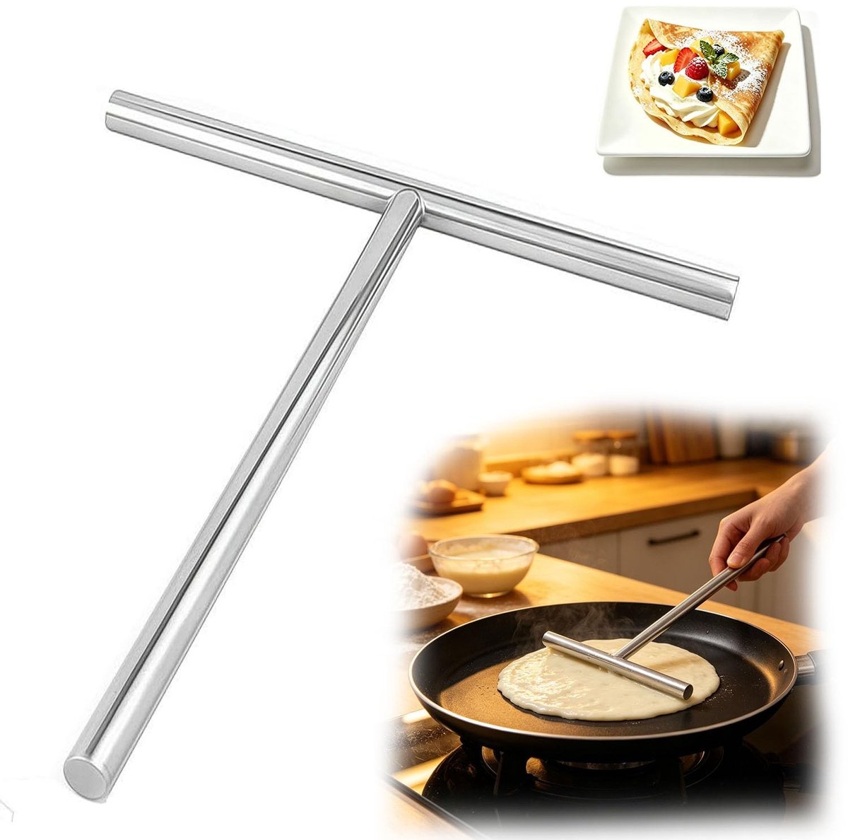 SolidKeus - Roestvrij Stalen Crêpes-verdeler voor Perfecte Pannenkoeken