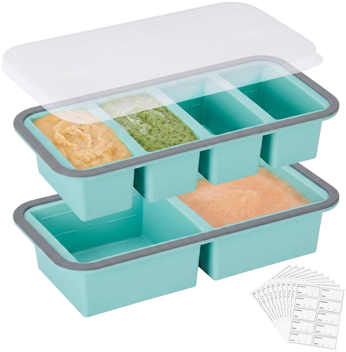 SolidKeus - Set van 2 Siliconen Vriesvormen voor Soep en IJsblokjes Blauw