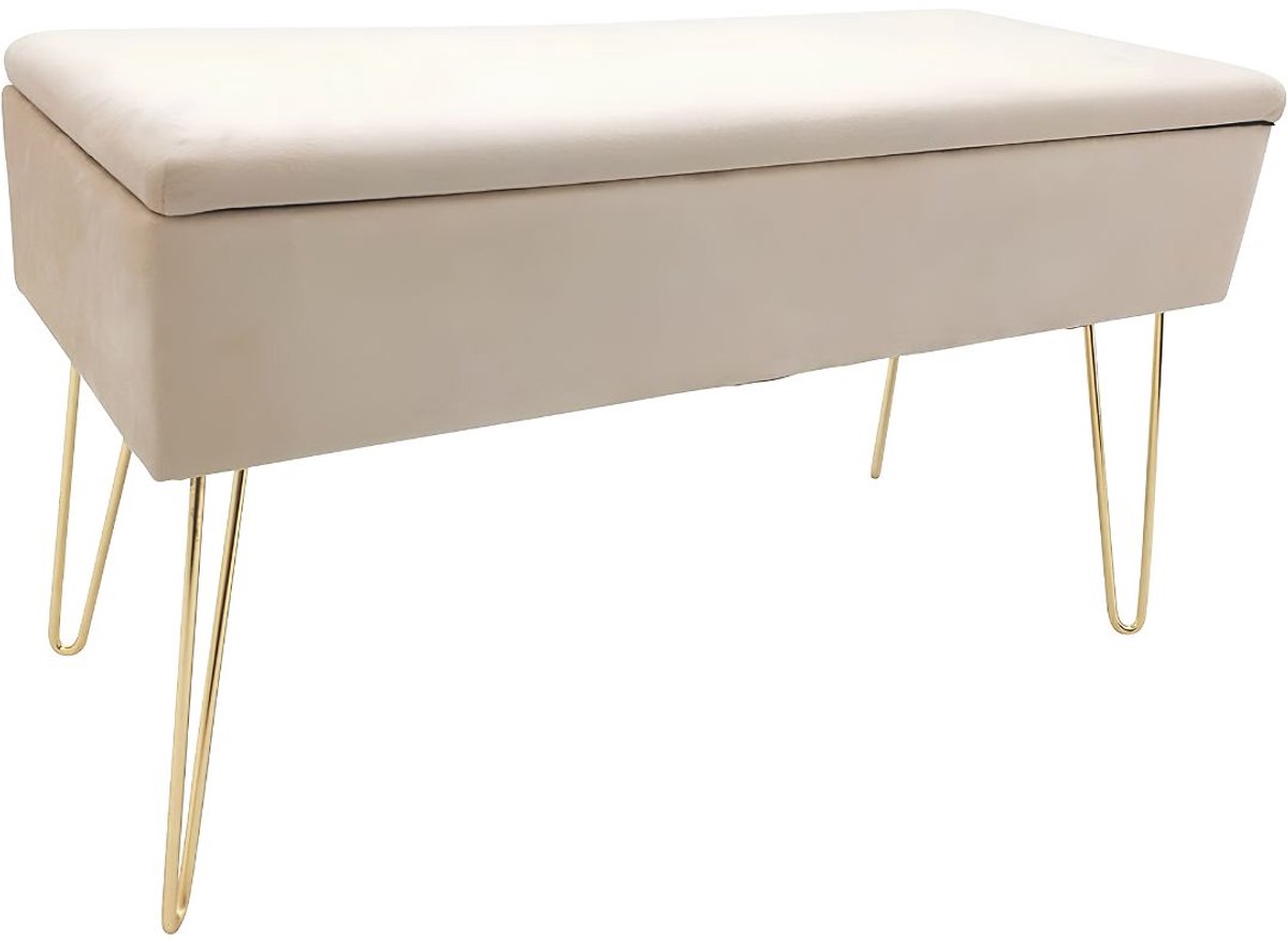 NIVA® Dekenkist - Opbergbox - Speelgoedkist - Crème - 30cm x 75cm x 42cm