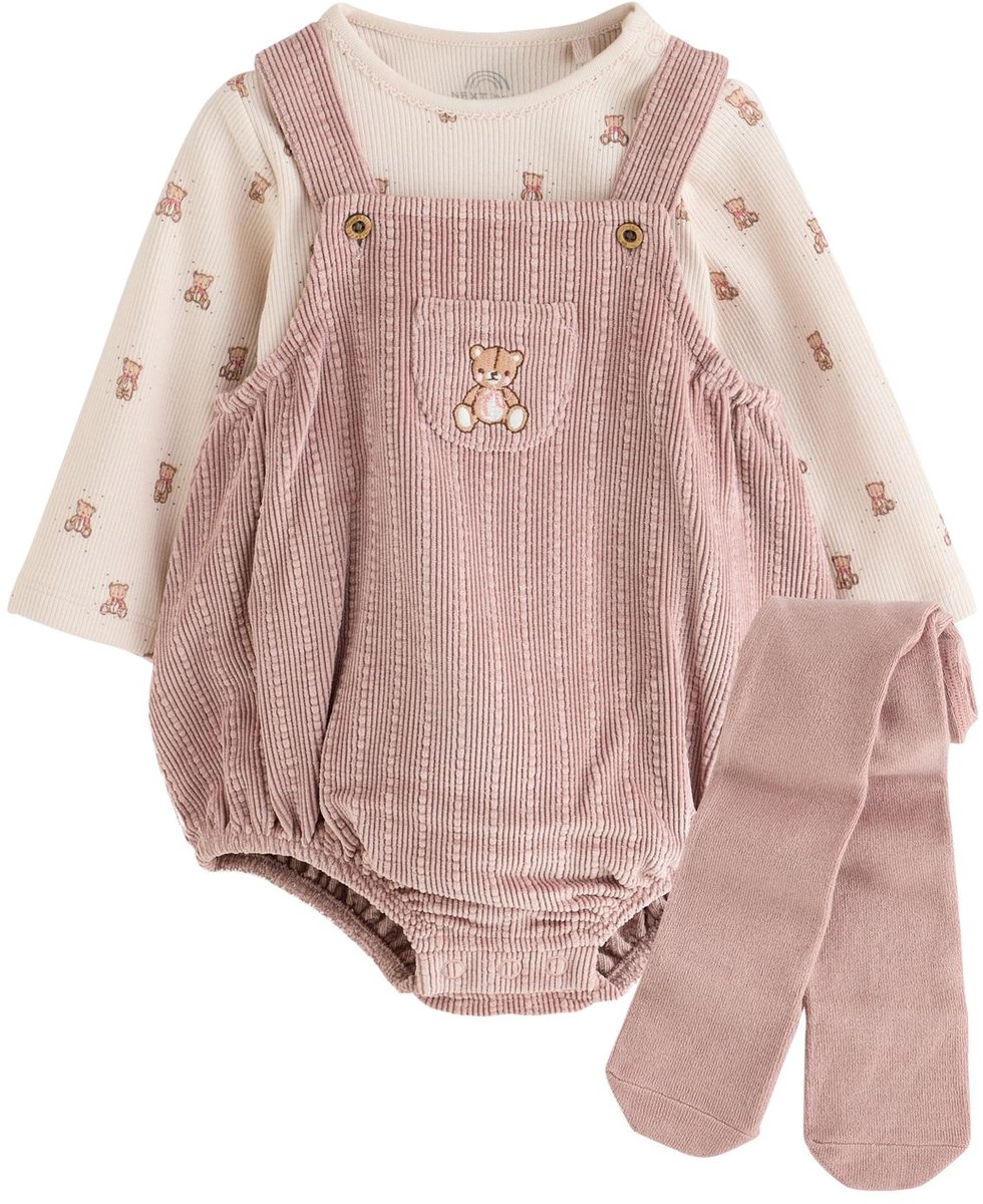 Next - Meisjes - 3-delige babyset van romper met lange mouwen, rompertje en maillot - Roze