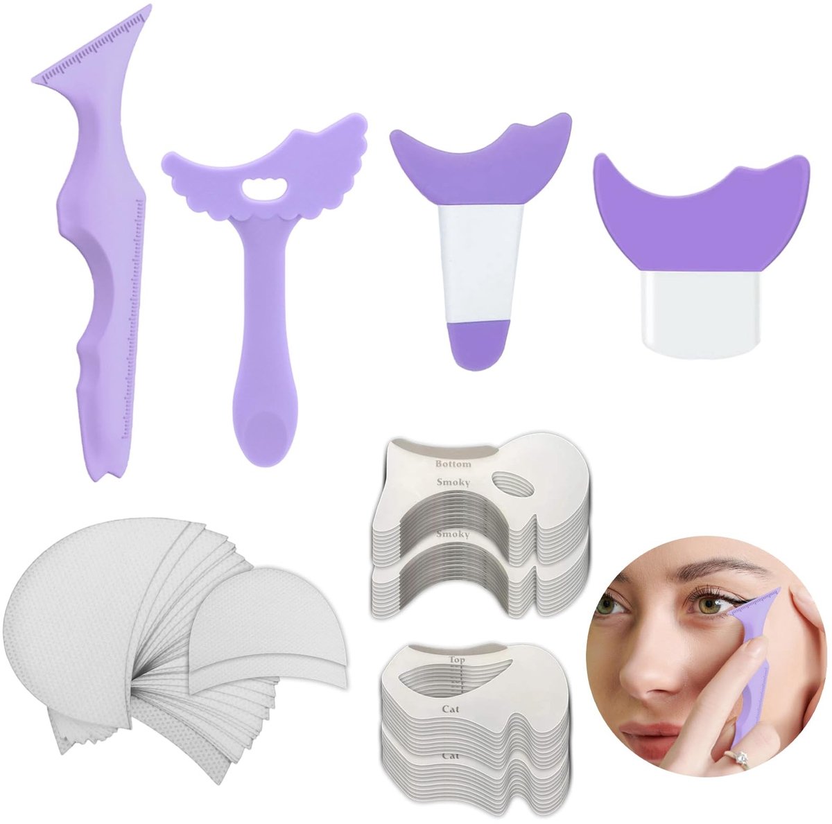 SolidKeus - 74-delig Multifunctioneel Eyeliner Template Set