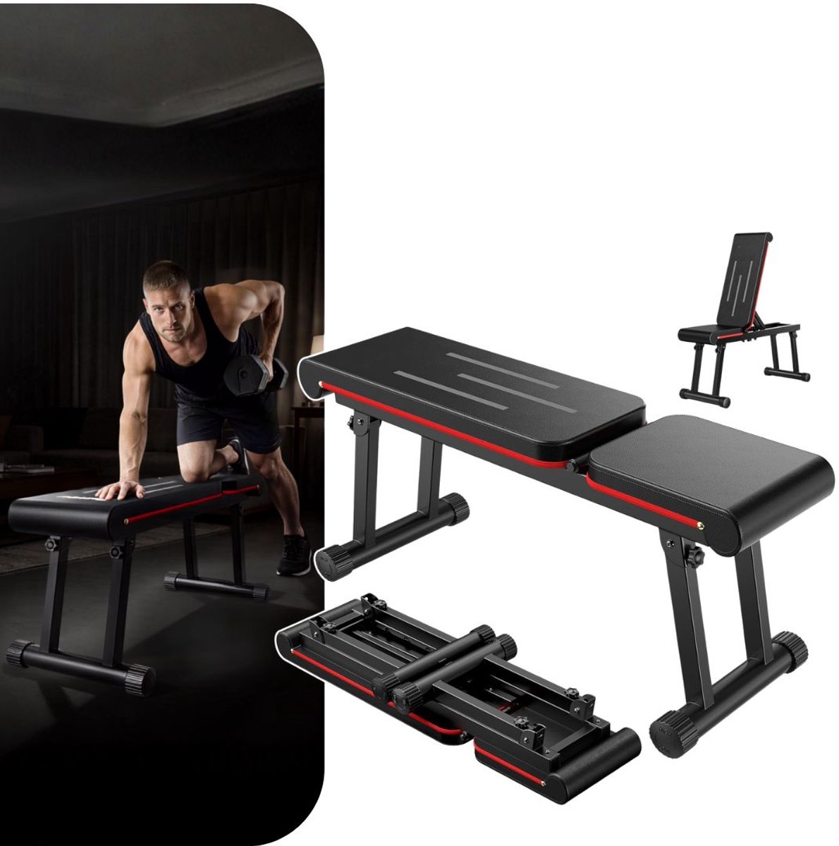 Zavio® Fitnessbank - Halterbank - Trainingsbank - Zwart