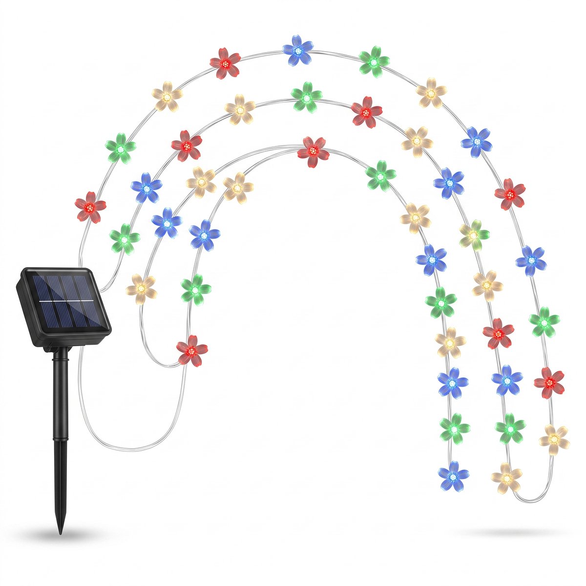 Namajunas -lichtslinger—lichtsnoer buiten zonneenergie – Lichtsnoer buiten solar met Kersenbloesem design – Tuinverlichting op zonneenergie met 50 LED lampjes – 7m sfeerverlichting voor tuin, terras, balkon en feestdecoratie