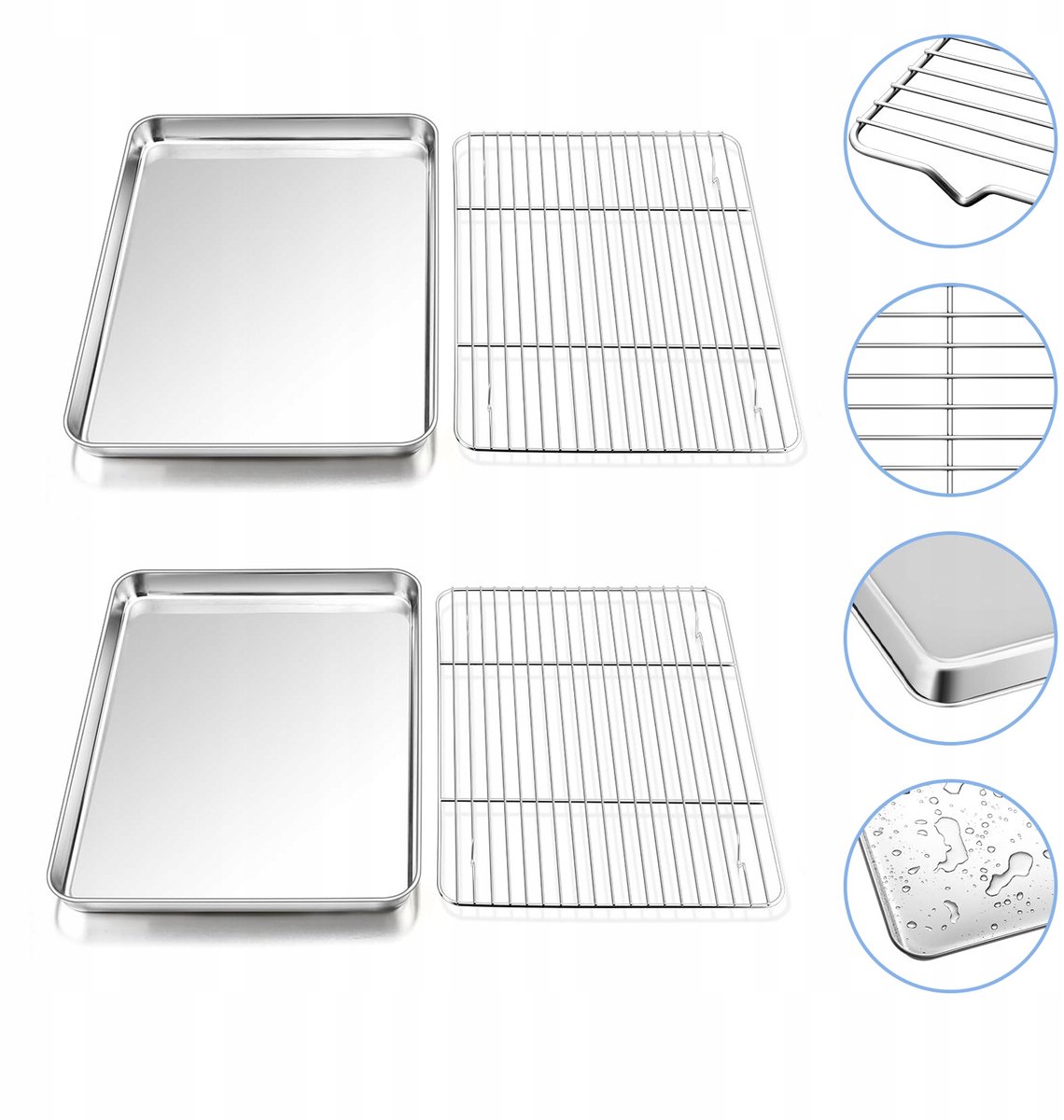 2x Roestvrijstalen Bakplaat Set met Rooster - Oven & Grill