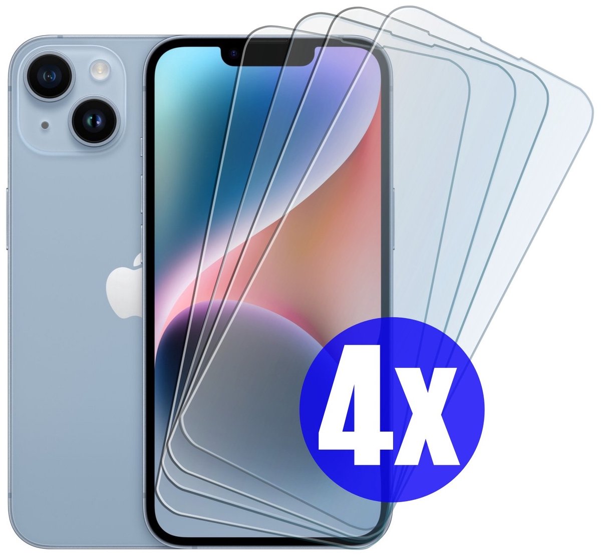 Screenprotector geschikt voor iPhone 14 - Gehard Glas - Tempered Glass Armor Screen Cover - 4 Stuks
