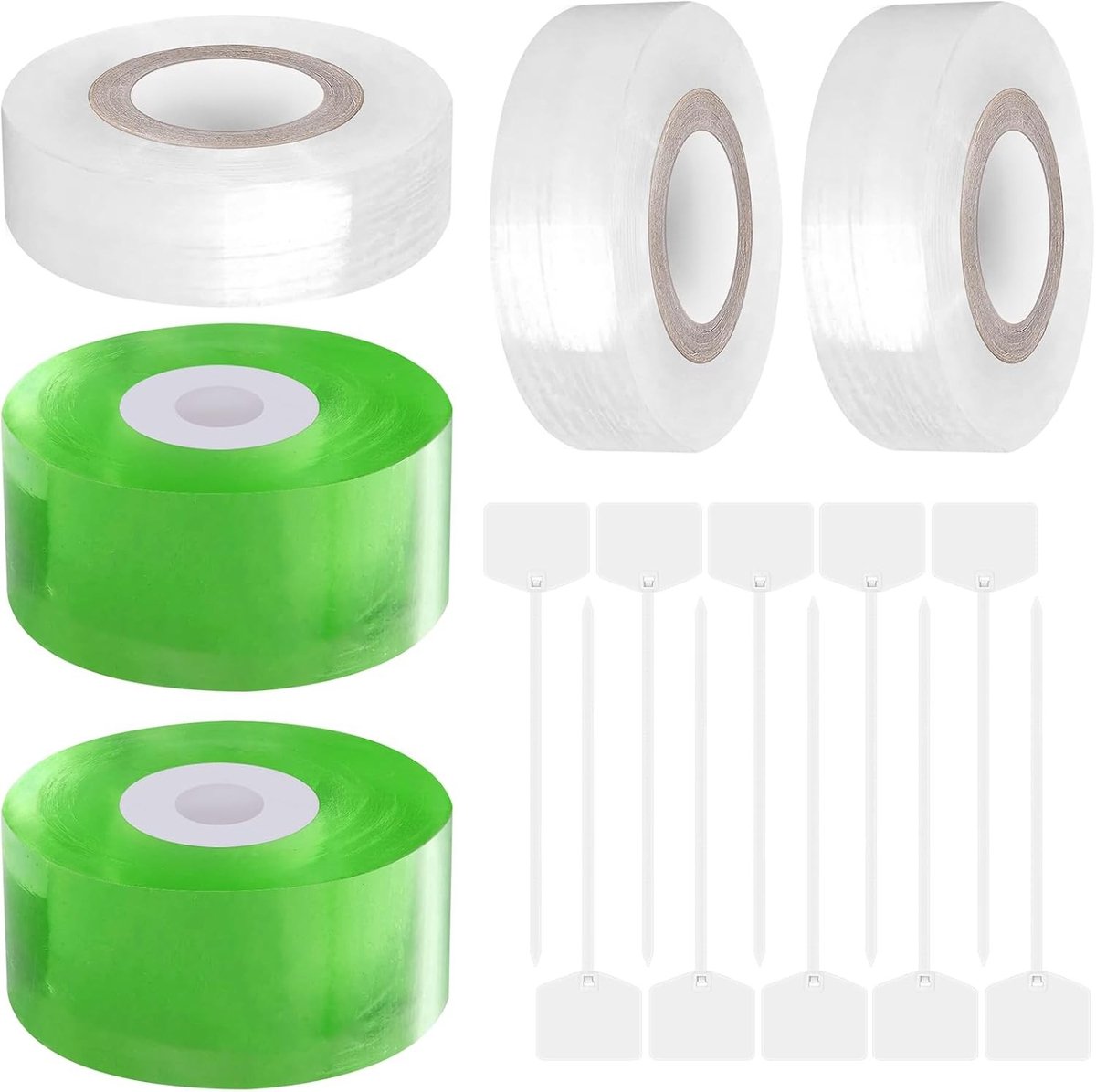 Set van 5 rekbare en transparante plantentape met 10 binders voor het snoeien van fruitbomen en het repareren van takken in tuinen en kwekerijen