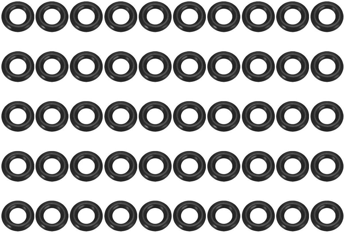 Pack van 50 Siliconen O-Ringen voor Tuinslangen, Rubberafdichting, Waterdichte Sealing Ring, Zacht en Elastisch, Ideaal voor Buitengebruik (2 mm x 4 mm x 1 mm, Zwart)