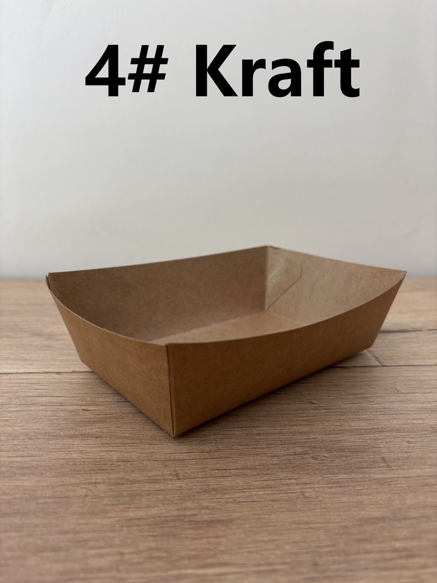 ATXANC 1200 Stuks Kraft Frietbakjes 4# - Milieuvriendelijke Kartonnen Snackbakjes - Duurzame Wegwerp Frietschalen - Bruin Kraft - 18 x 11,5 x 5,2 cm - Voor Friet, BBQ, Feestjes, Picknick & Take-away