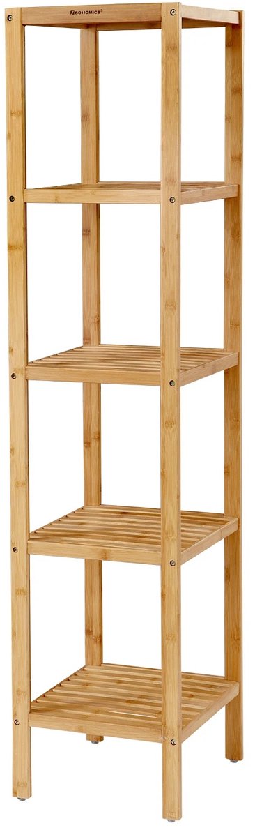 uJOY Bamboe kastje - Geschikt voor de badkamer, keuken, woonkamer en/of slaapkamer - 5 Opbergplanken - Ruimtebesparend en compact
