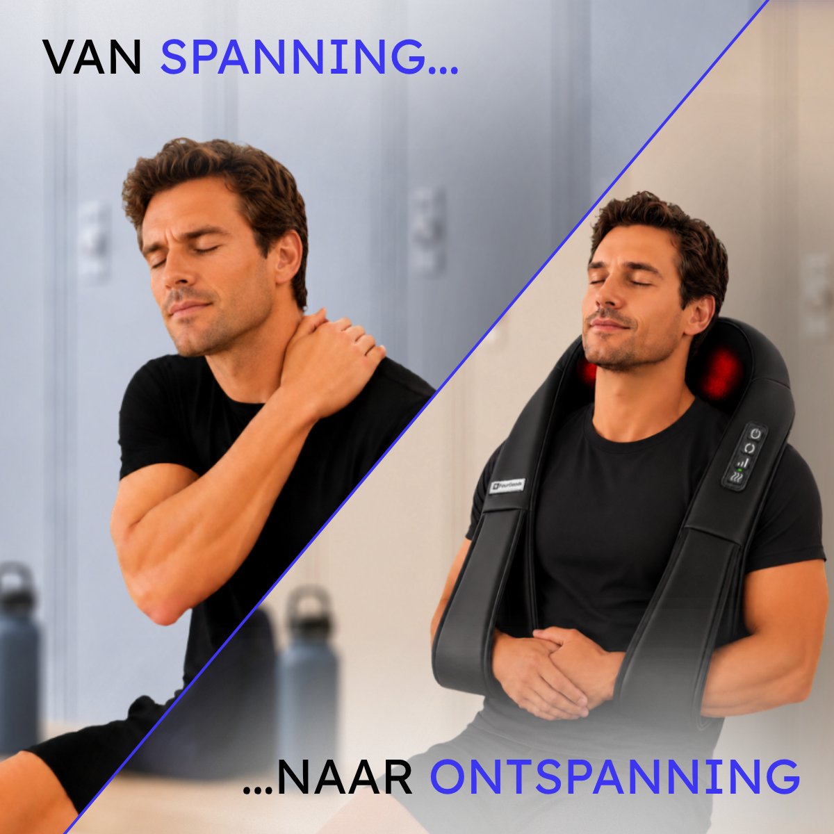FourGoods XL Nekmassage Apparaat - 120 Min Draadloos - Incl. Massagebal - Shiatsu Massagekussen Nek & Rug thumbnail 3