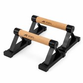 AJ-Sports Houten Parallettes - Opdruksteunen - Dip bars - Calisthenics - Push up Grips - Push up bar - Hoge Kwaliteit Parallettes met Metalen basis. Calisthenics - Fitness - 17 CM hoog!