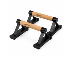 AJ-Sports Houten Parallettes - Opdruksteunen - Dip bars - Calisthenics - Push up Grips - Push up bar - Hoge Kwaliteit Parallettes met Metalen basis. Calisthenics - Fitness - 17 CM hoog!