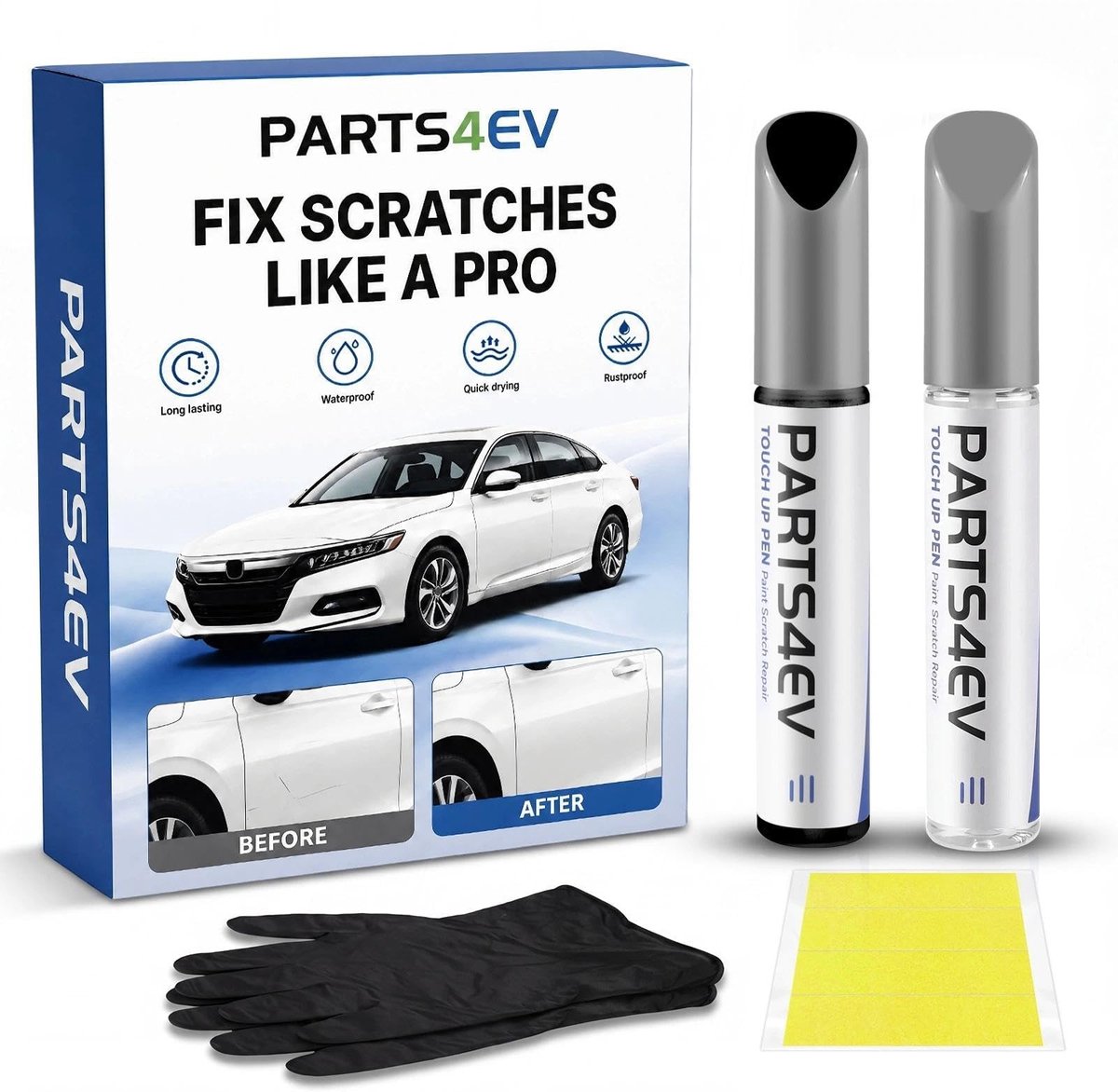 SolidKeus - Reparatieset Lakstift met 2K Blankelak voor Volkswagen Granadazwart (LY9T/0E)