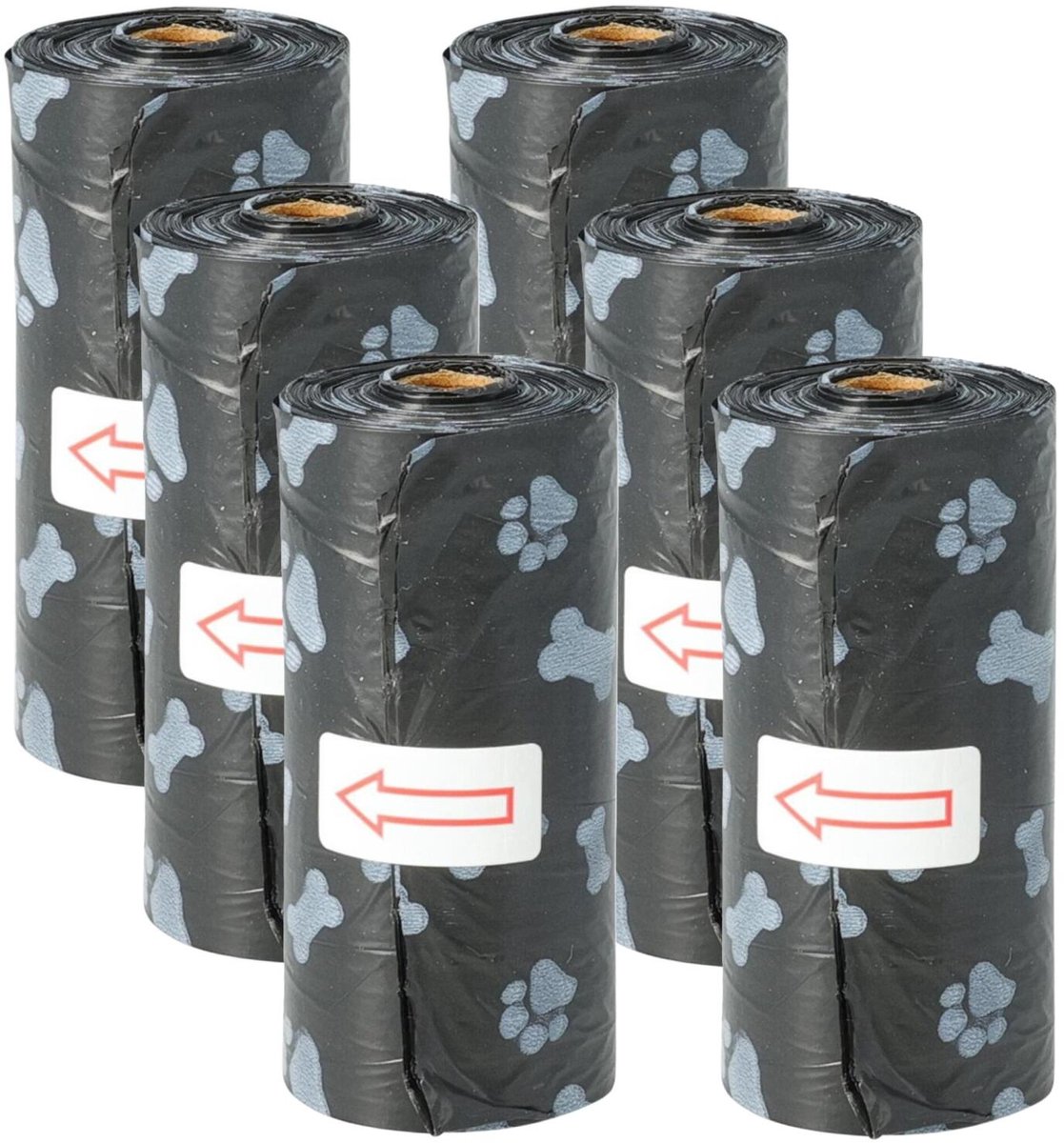 Dogs Collection Hondenpoep zakjes - 360x stuks - zwart/wit - hondenuitlaat drollen opruimen zakjes