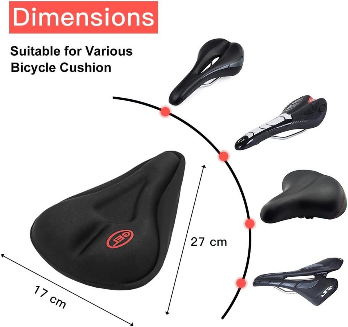 Comfortabele Fietszadel met Gel Pad, Ideaal voor Mountainbike en Racefiets, Zacht en Ondersteunend Kussen, Zwart