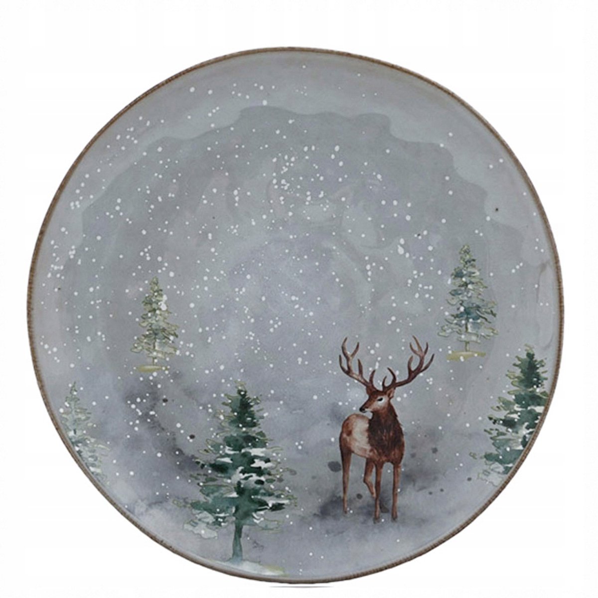 Kerst Dessertbord met Hert - 20cm - Grijs - Vaatwasser & Magnetronbestendig