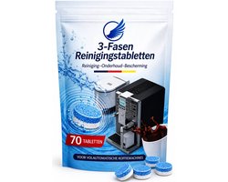 Reinigings tabletten Koffiemachine - 70 stuks 3 Fasen Formule – Voor Volautomatische Koffiemachines – Geschikt voor Jura, Siemens, Bosch, Philips, Saeco, De'Longhi & Krups