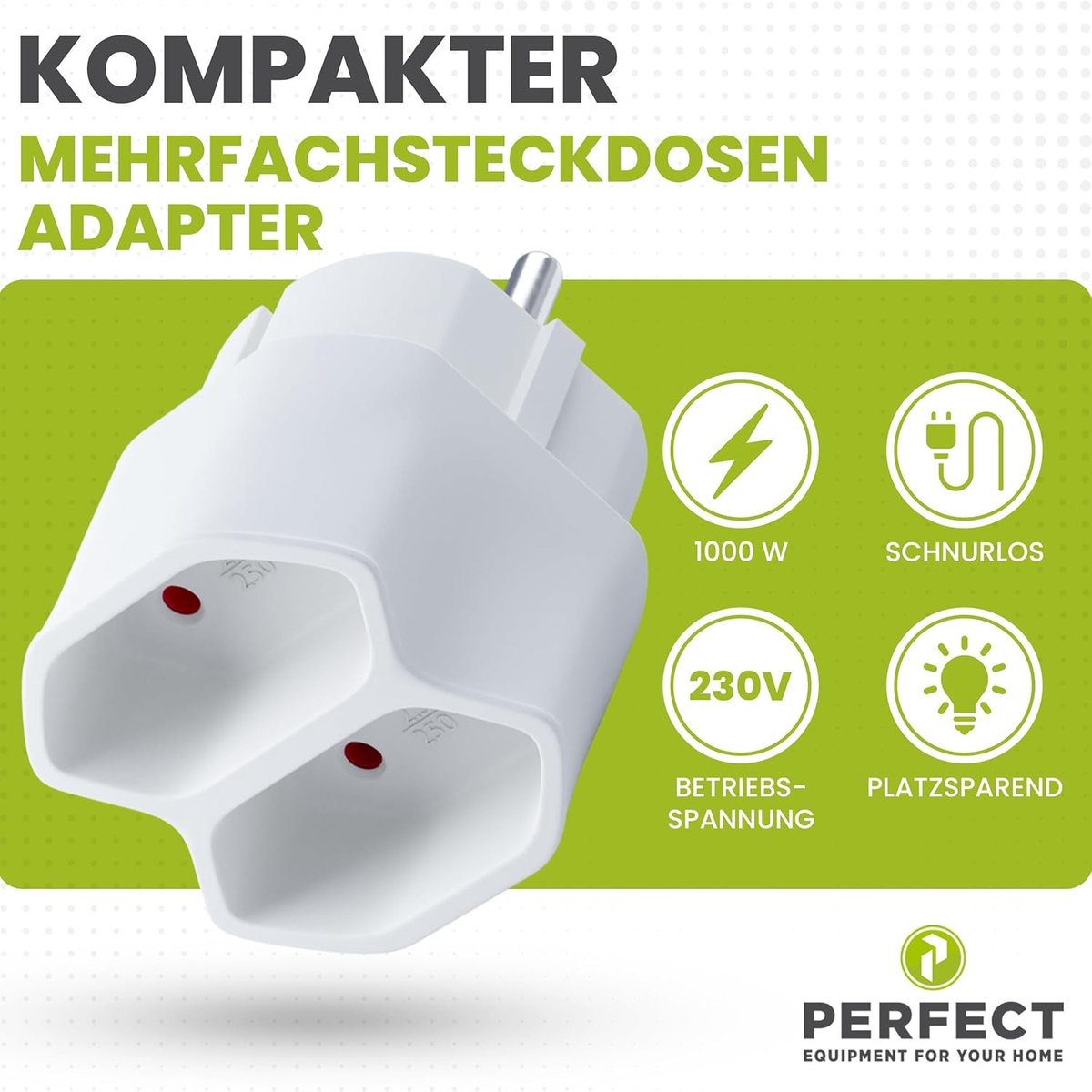 Stekkeradapter - Wit - Compact - 2 Geaarde Contactdozen - Voor Thuisgebruik