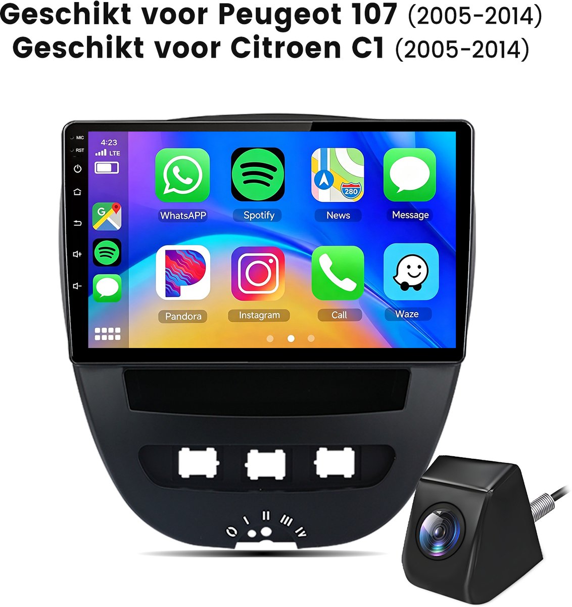 Cestovet LINUX Autoradio - Geschikt Voor Toyota Aygo/PEUGEOT 107/Citroen C1 2005-2014 - Draadloos Apple Carplay & Android Auto -FM RDS USB SWC- achteruitkijkcamera