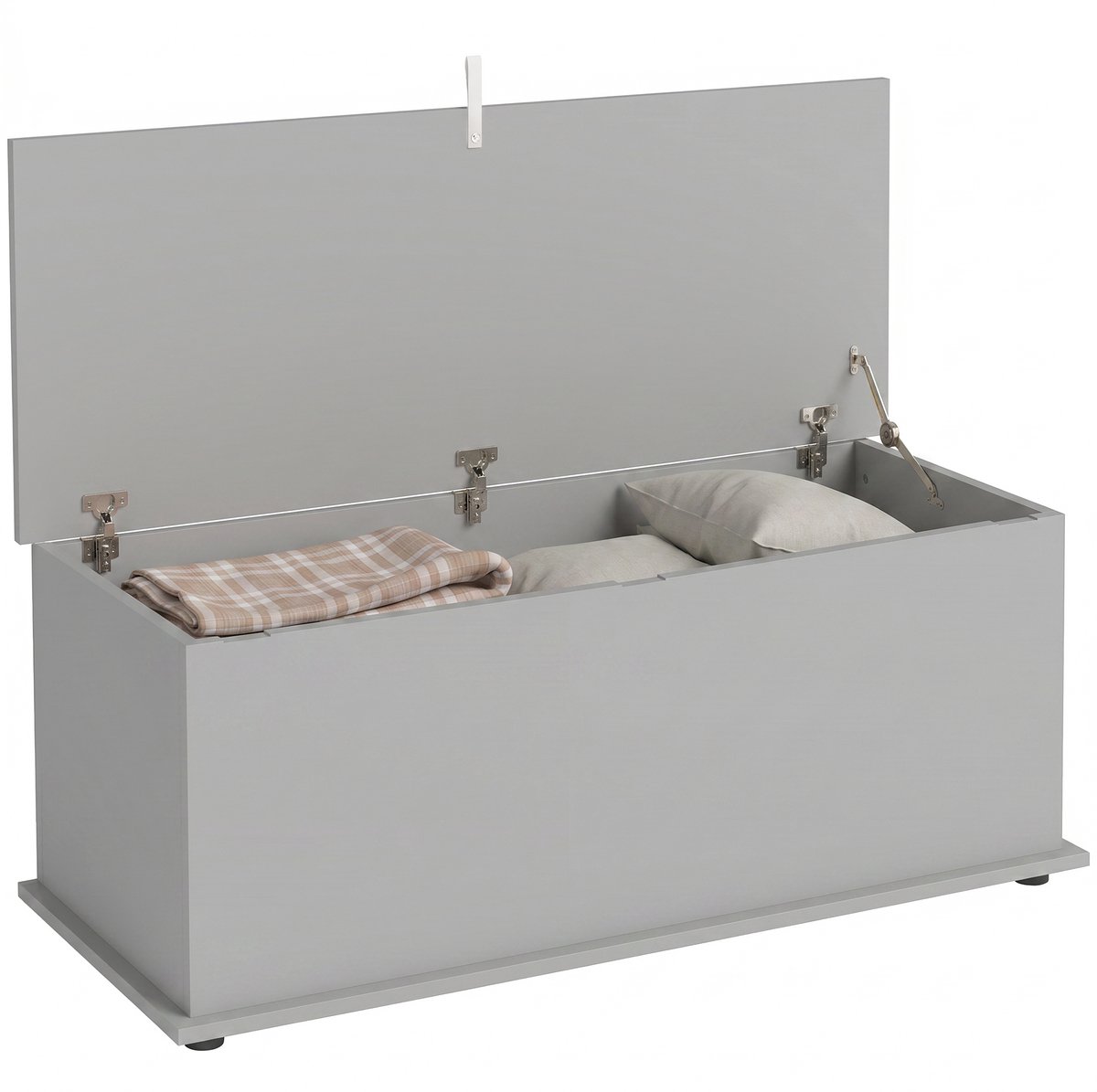 Opbergkist — Opbergbank met opklapbaar deksel en veiligheidsscharnieren — Schoenenkast — Halmeubilair — Slaapkamer — Woonkamer — 100 x 40 x 40 cm — Grijs